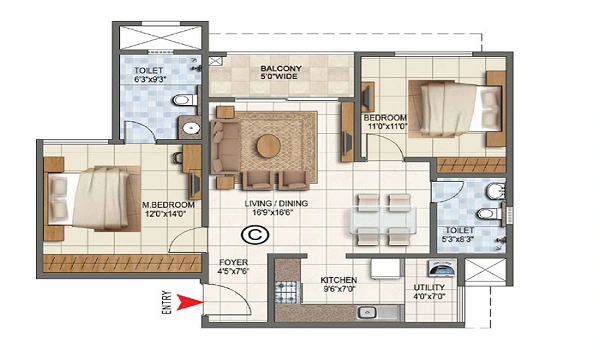 Godrej Ananda Phase 2  2 BHK Floor Plan