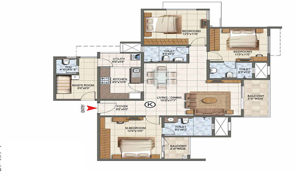 Godrej Ananda Phase 2  3 BHK Floor Plan